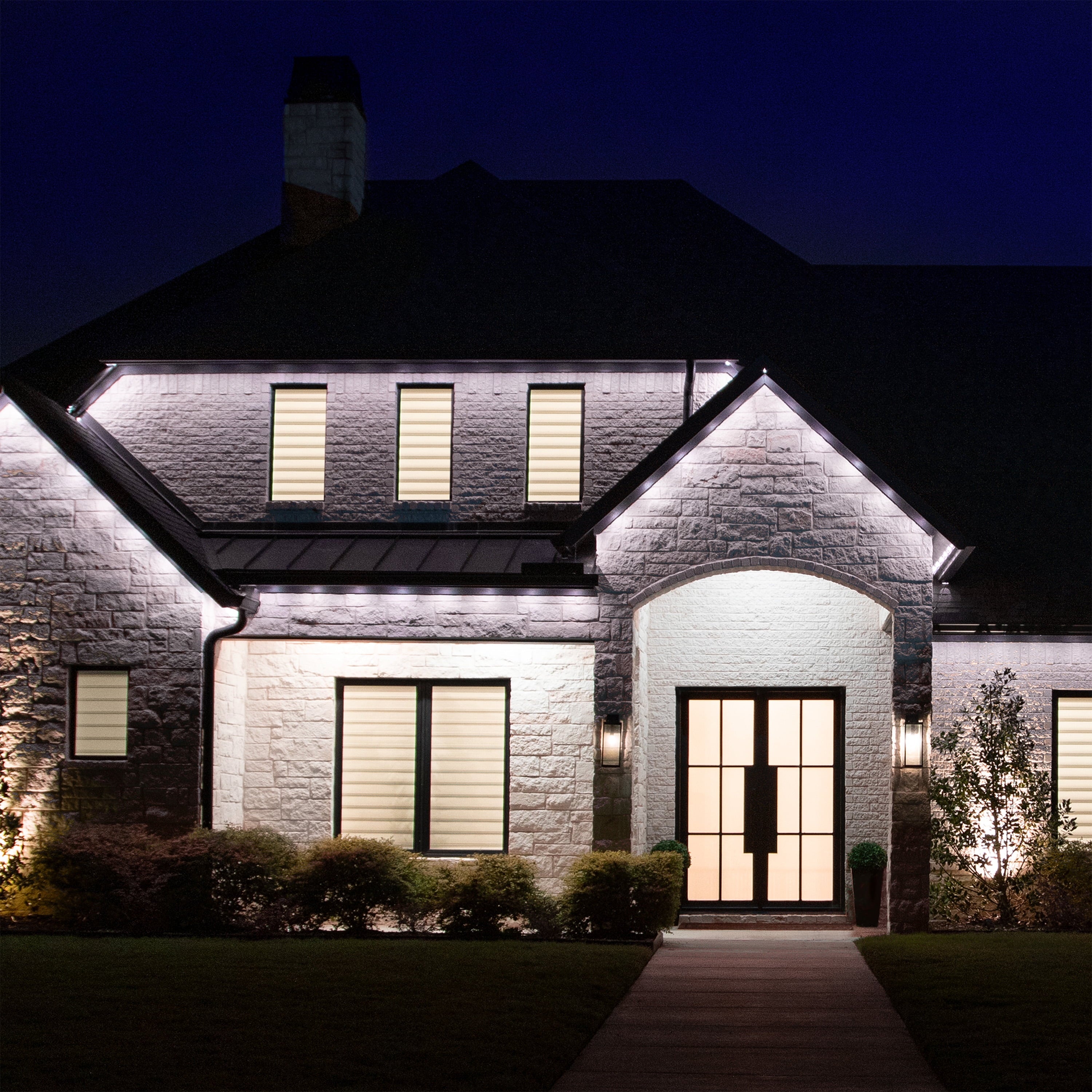 AppLights PERMANENT™ Starter Kit Christmas Light String with 72 LEDs, 100 feet, Permanent Outdoor House Lights LED Roofline Lights, App-Ready Smart Trim Lighting , Black