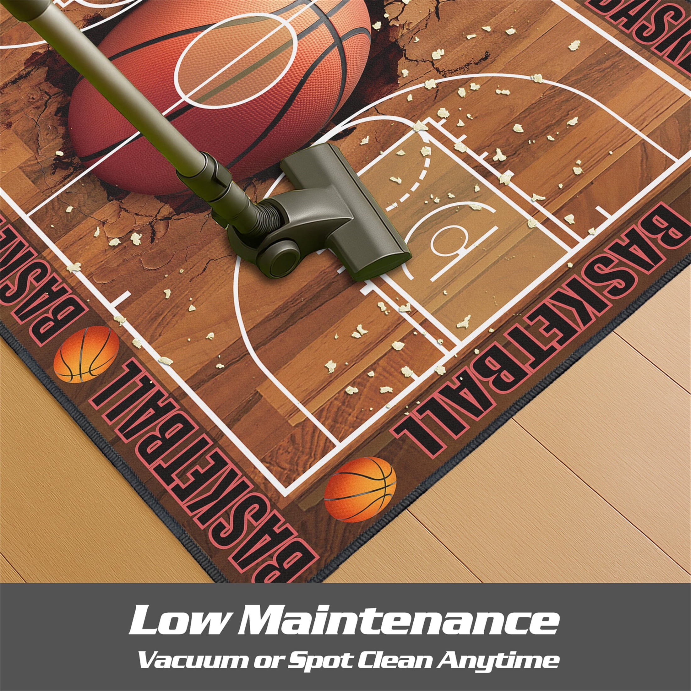 Basketball Rug for Bedroom,3'x5' Basketball Court Rugs with Non-Slip Backing, Sports Carpet for Game Room and Living Room Decor