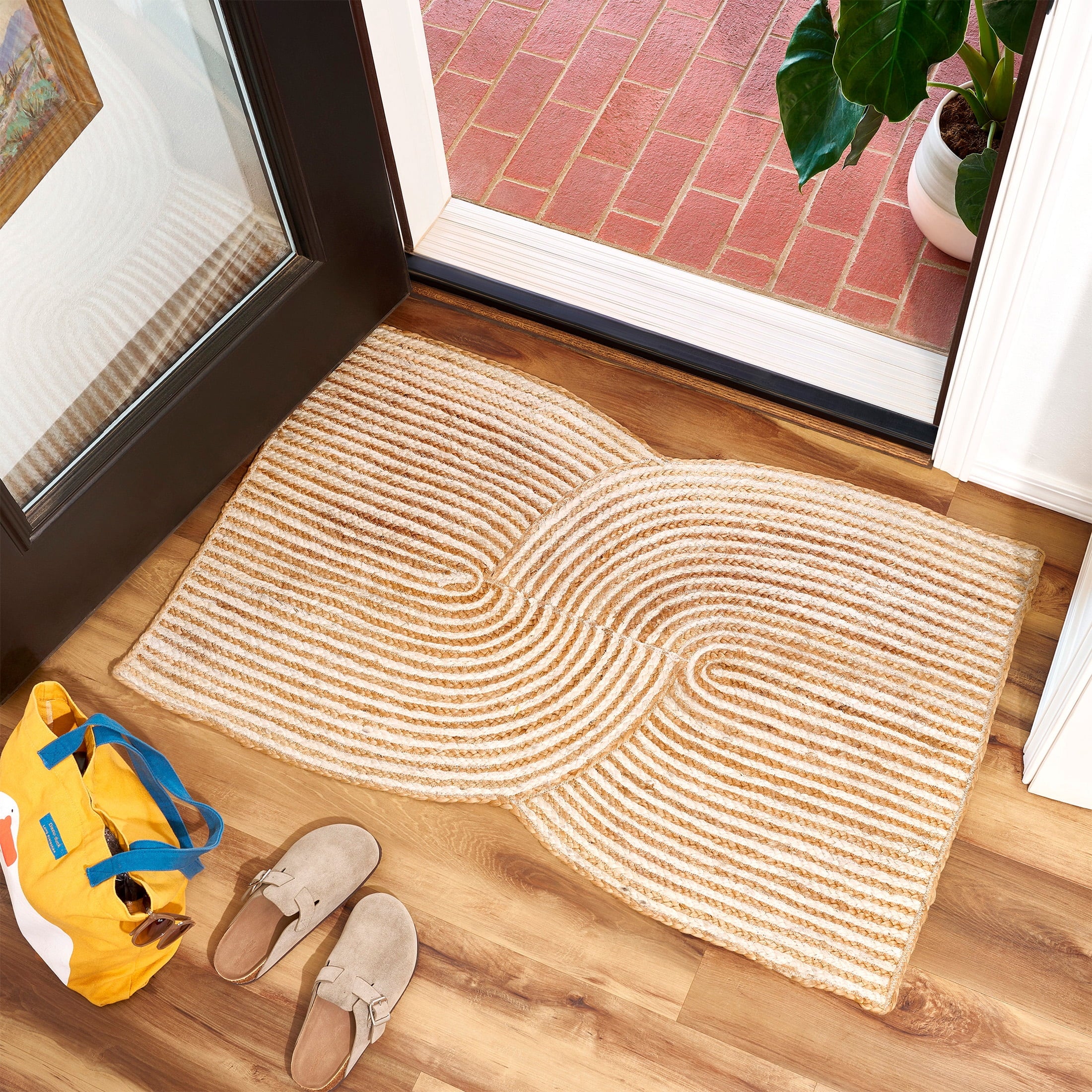 Beautiful Geo Natural Braided Jute Indoor Scatter Rug by Drew Barrymore, 27 x 45 Inch