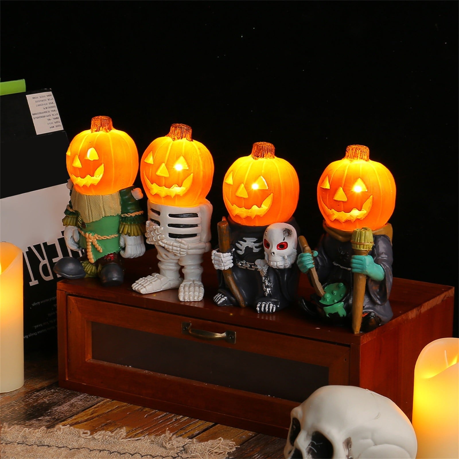 Clearance Desktop Ornament under $5,Home Decoration Lights Decoration For Home Decore Decorative Home Accessories The Decor Glowing Decoraciones Para Halloween Car Decor Pumpkin Statue Resin