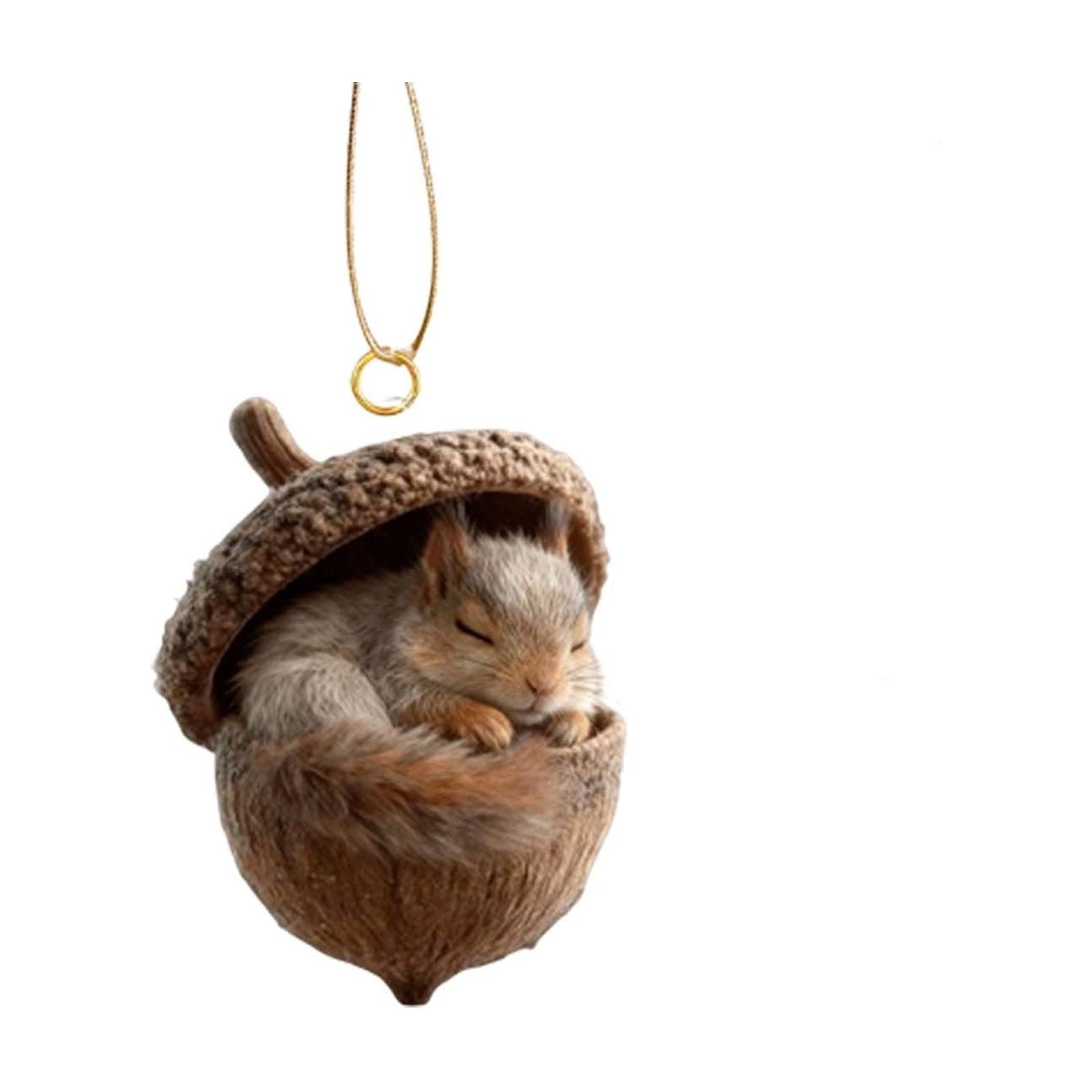 3D Resin Sculpture Forest Animal Acorn Ornaments Cozy Forest Christmas Ornaments Cute Forest Animal Christmas Trees Hanging Decorations Rustic Nature-Themed Home Decor Animal Lovers Gift B