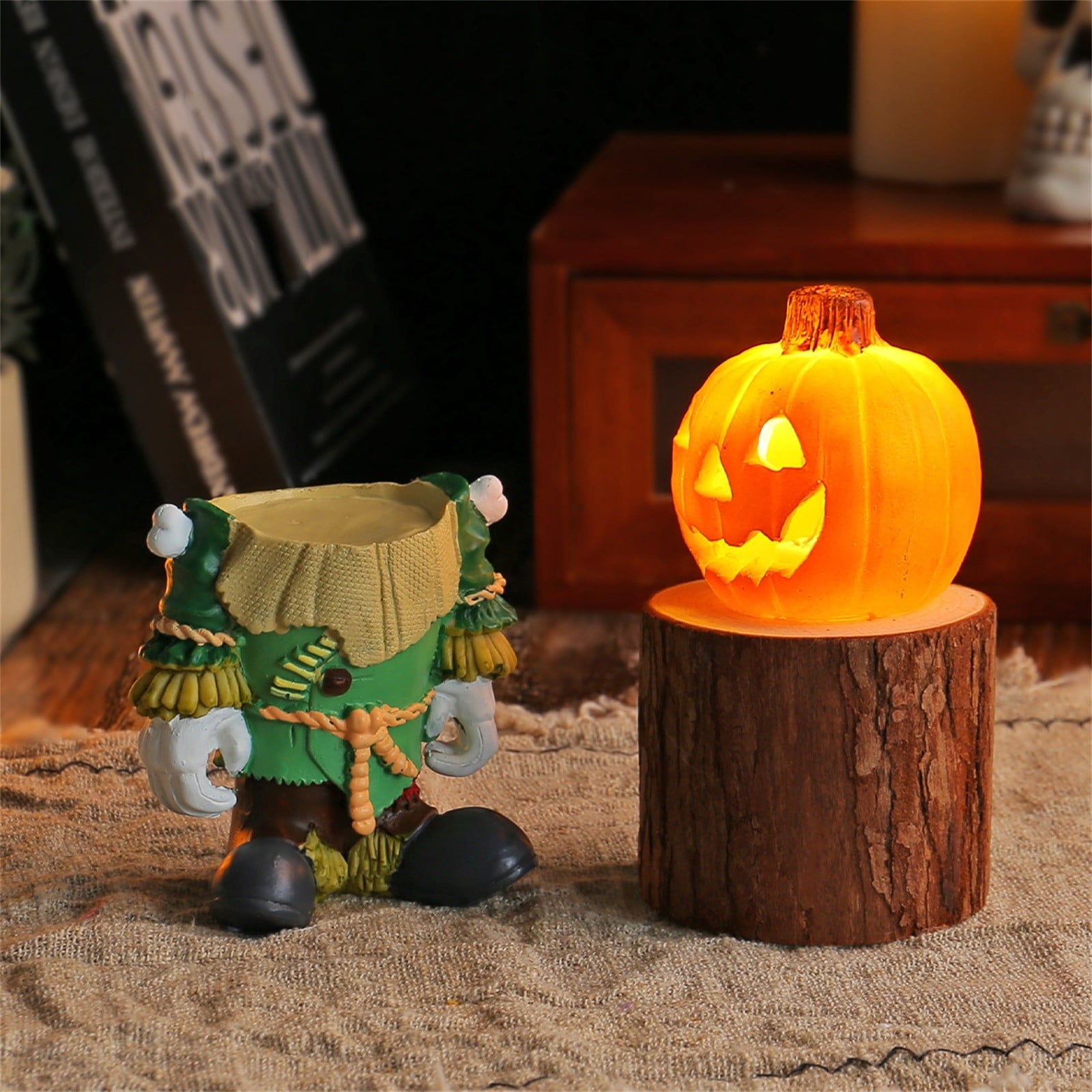 Clearance Desktop Ornament under $5,Home Decoration Lights Decoration For Home Decore Decorative Home Accessories The Decor Glowing Decoraciones Para Halloween Car Decor Pumpkin Statue Resin