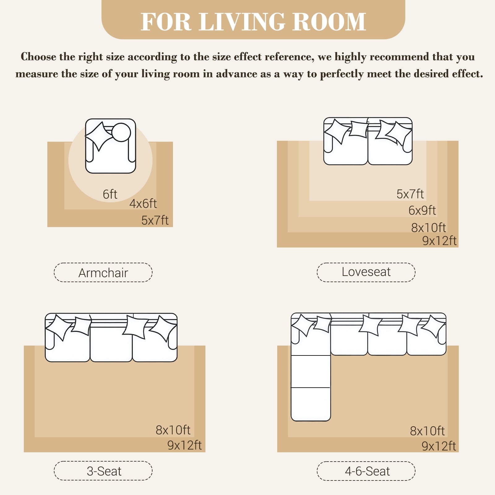 8'x10' Area Rugs, Machine Washable Non Slip Area Rug for Living Room, Soft Low Pile Vintage Print Pattern Indoor Bedroom Thin Carpet, Cream