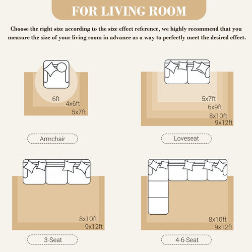 8'x10' Area Rugs, Machine Washable Non Slip Area Rug for Living Room, Soft Low Pile Vintage Print Pattern Indoor Bedroom Thin Carpet, Cream