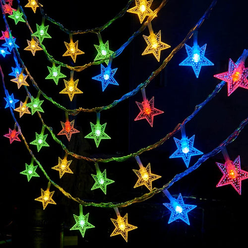 3Set Christmas String Lights 300 LED 98.4FT, 8 Modes Plug in Star Fairy Lights with Timer & Memory, Christmas Twinkle Lights for Indoor Outdoor Decor, Multicolor(Stars,Christmas-trees,Snowflakes)