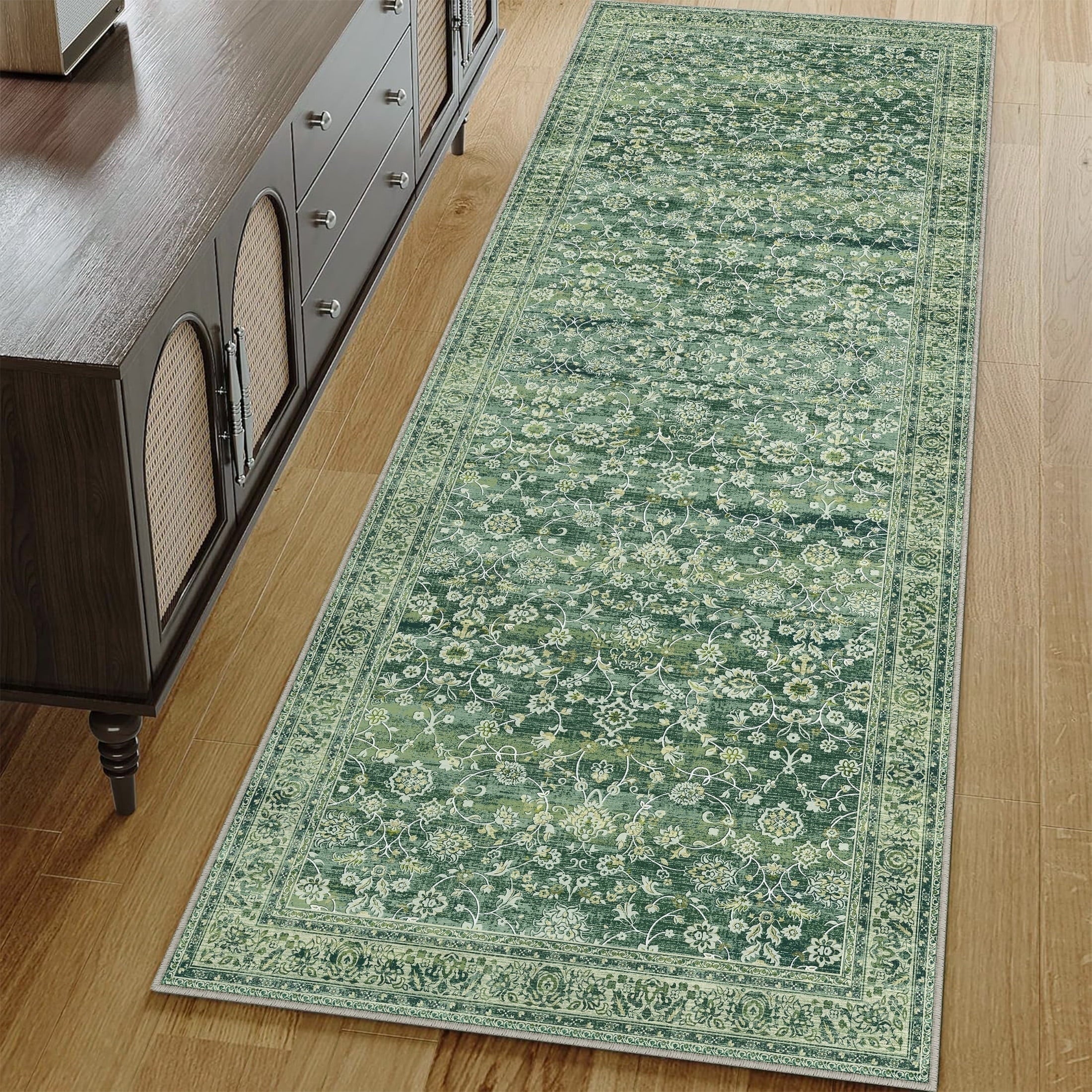 BERTHMEER 9'x12' Large Area Rugs for Living Room Bedroom Office Indoor Vintage Traditional Distressed Rugs Washable Non-slip,Brown Carpets