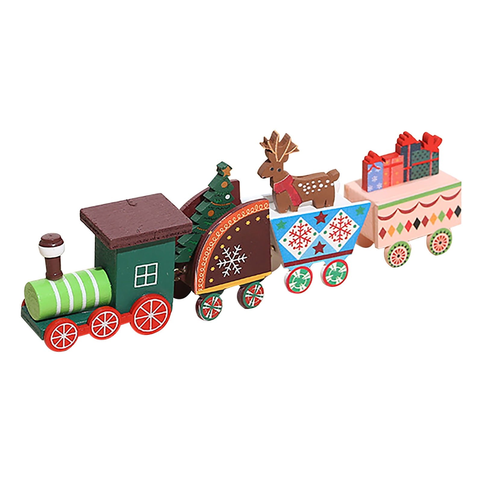 Christmas Decoration Christmas Wooden Train Set Three-Section Mini Train Set Christmas Party Tabletop Decoration Snowman Train Ornament Toys Under Xmas Tree Decors Party Favor Home Kindergarden Decor