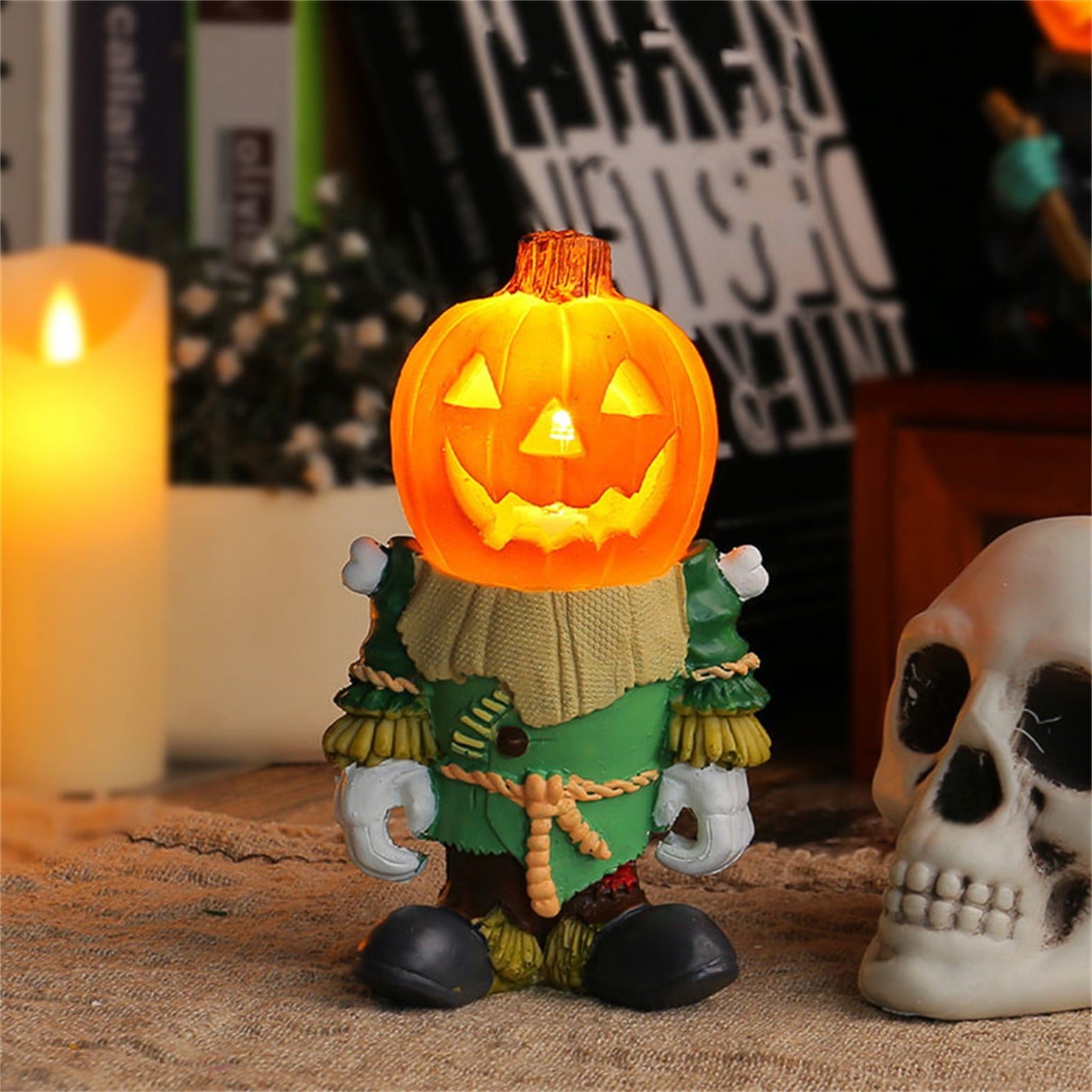 Clearance Desktop Ornament under $5,Home Decoration Lights Decoration For Home Decore Decorative Home Accessories The Decor Glowing Decoraciones Para Halloween Car Decor Pumpkin Statue Resin