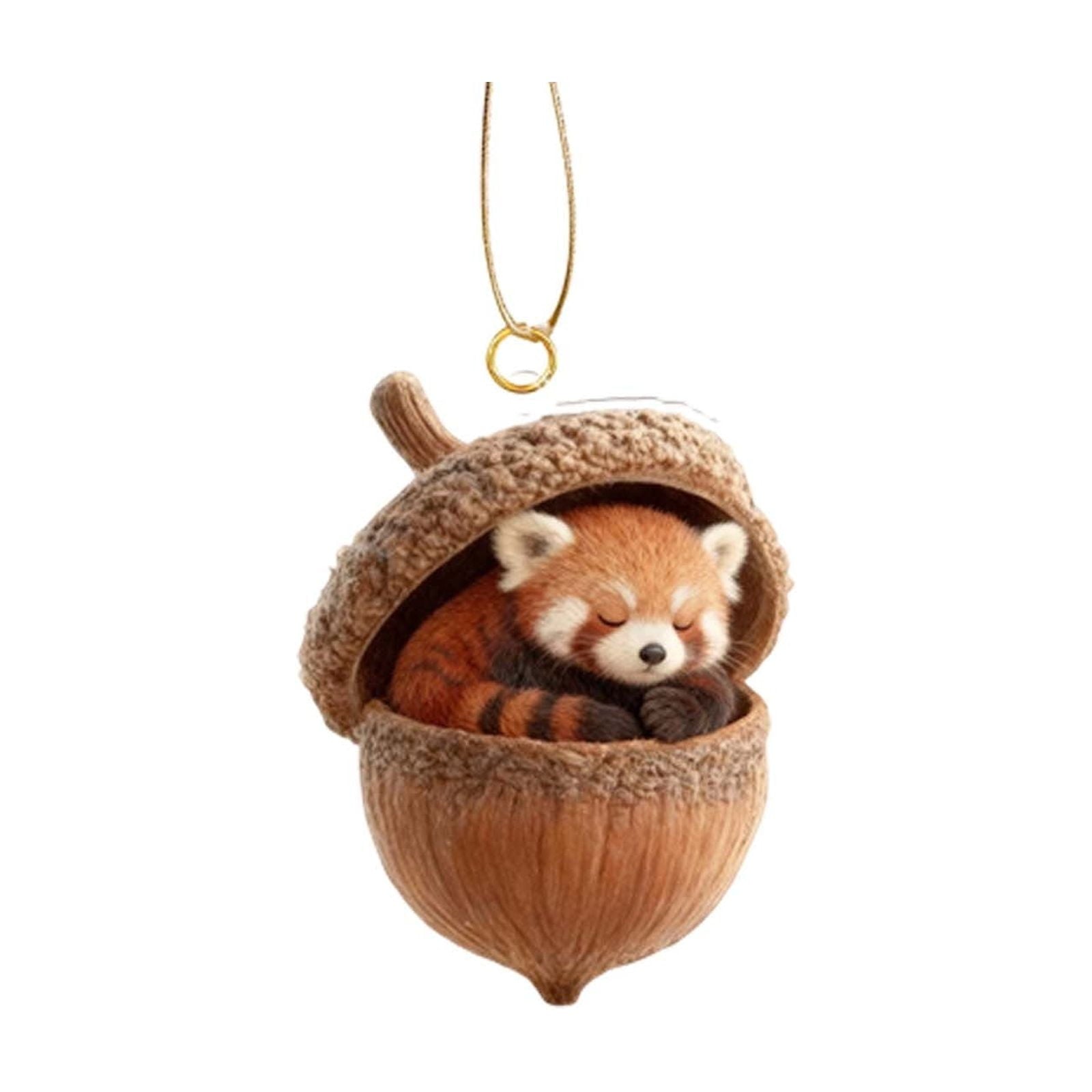 3D Resin Sculpture Forest Animal Acorn Ornaments Cozy Forest Christmas Ornaments Cute Forest Animal Christmas Trees Hanging Decorations Rustic Nature-Themed Home Decor Animal Lovers Gift B