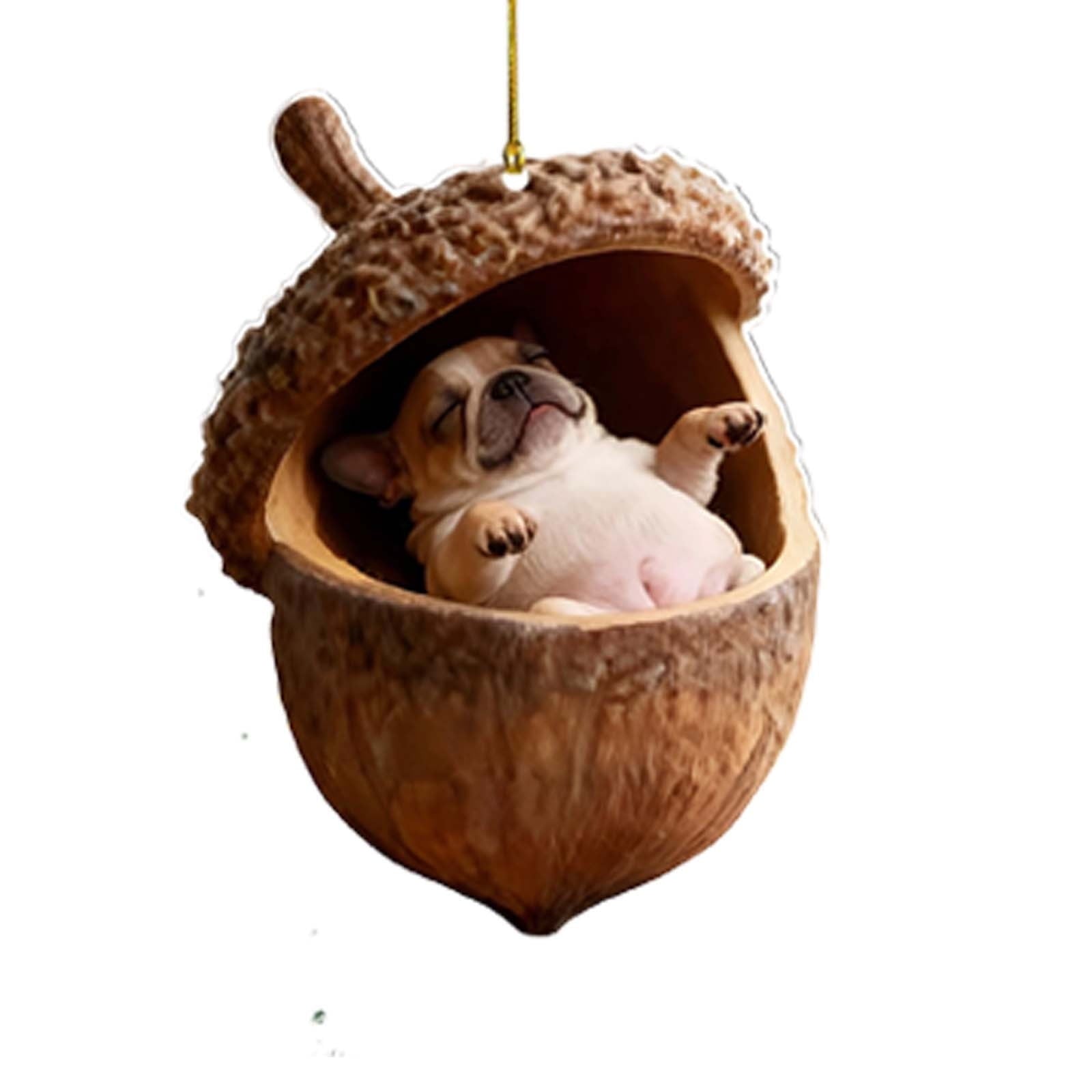 3D Resin Sculpture Forest Animal Acorn Ornaments Cozy Forest Christmas Ornaments Cute Forest Animal Christmas Trees Hanging Decorations Rustic Nature-Themed Home Decor Animal Lovers Gift B