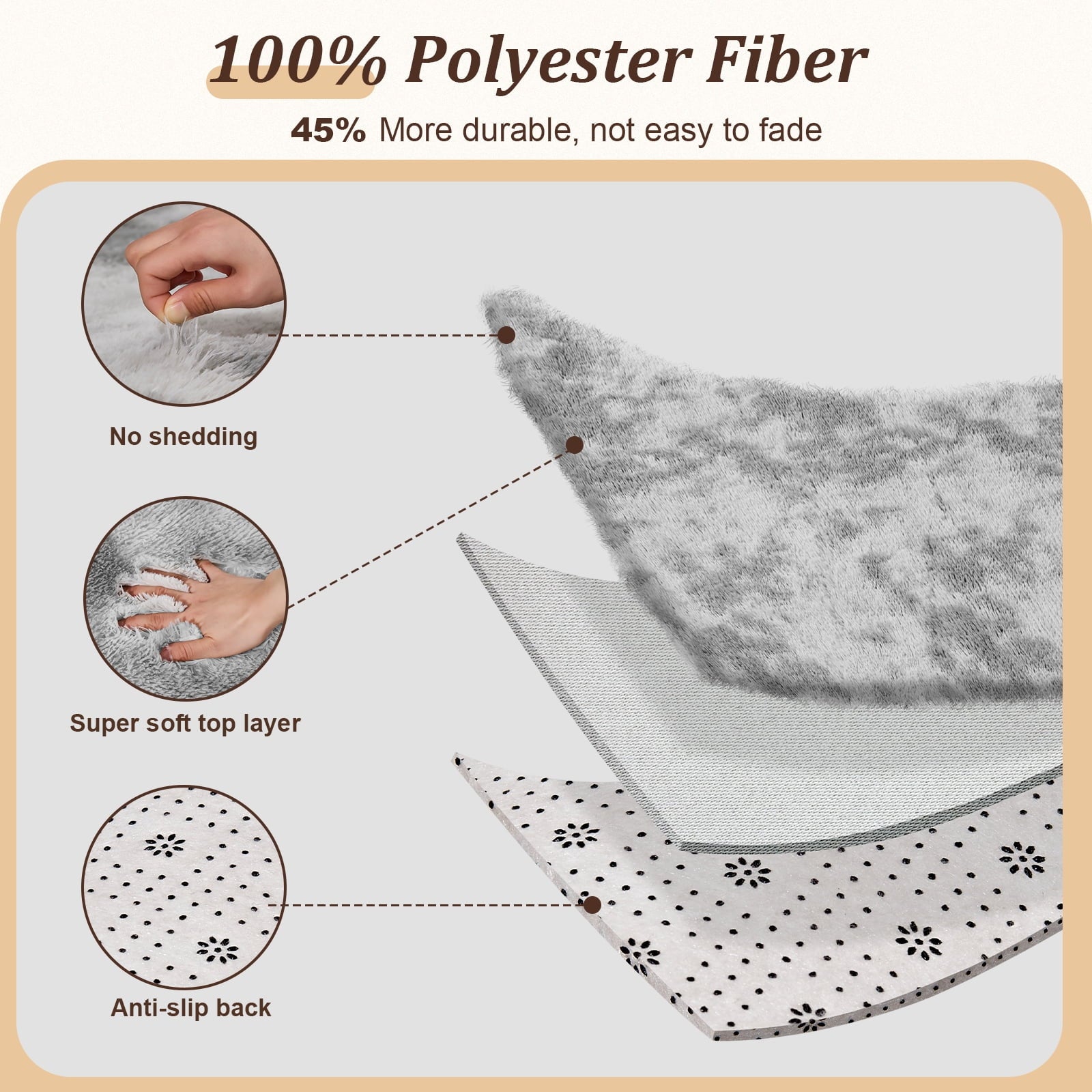 Emossie 5' x 8' Rug for Living Room, Large Washable Shag Rug, Indoor Modern Tie-dye Area Rugs for Bedroom, Rectangle Fluffy Home Carpets, Gray