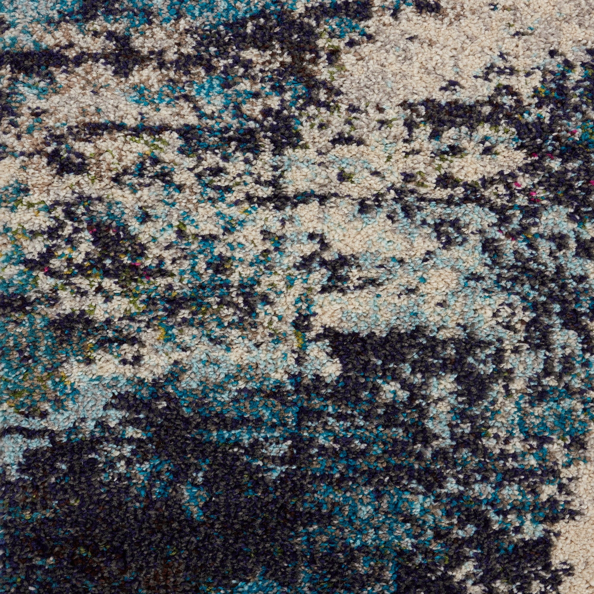 Nourison Celestial Abstract Ivory/Teal Blue 7' x 10' Area Rug, (7x10)