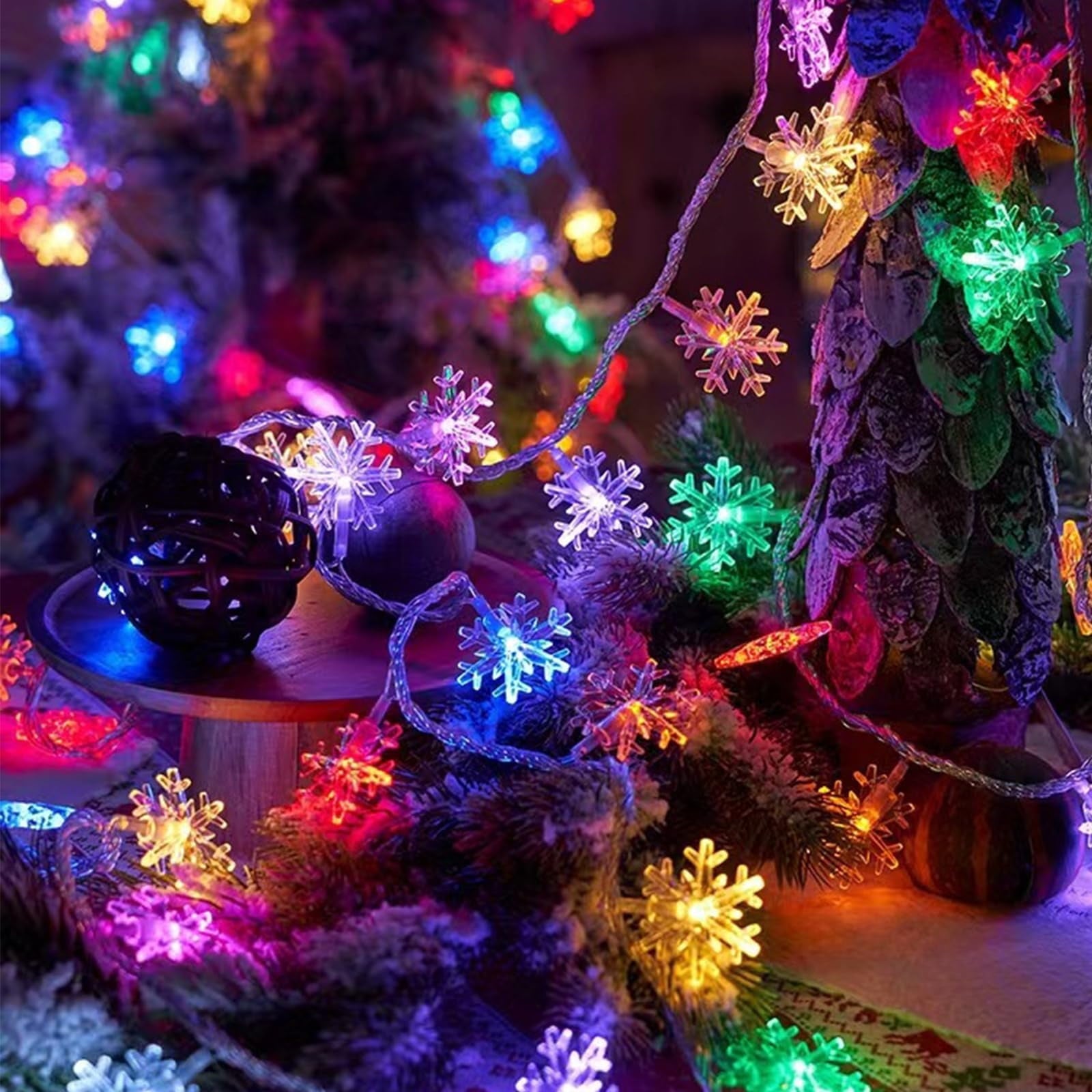 3Set Christmas String Lights 300 LED 98.4FT, 8 Modes Plug in Star Fairy Lights with Timer & Memory, Christmas Twinkle Lights for Indoor Outdoor Decor, Multicolor(Stars,Christmas-trees,Snowflakes)