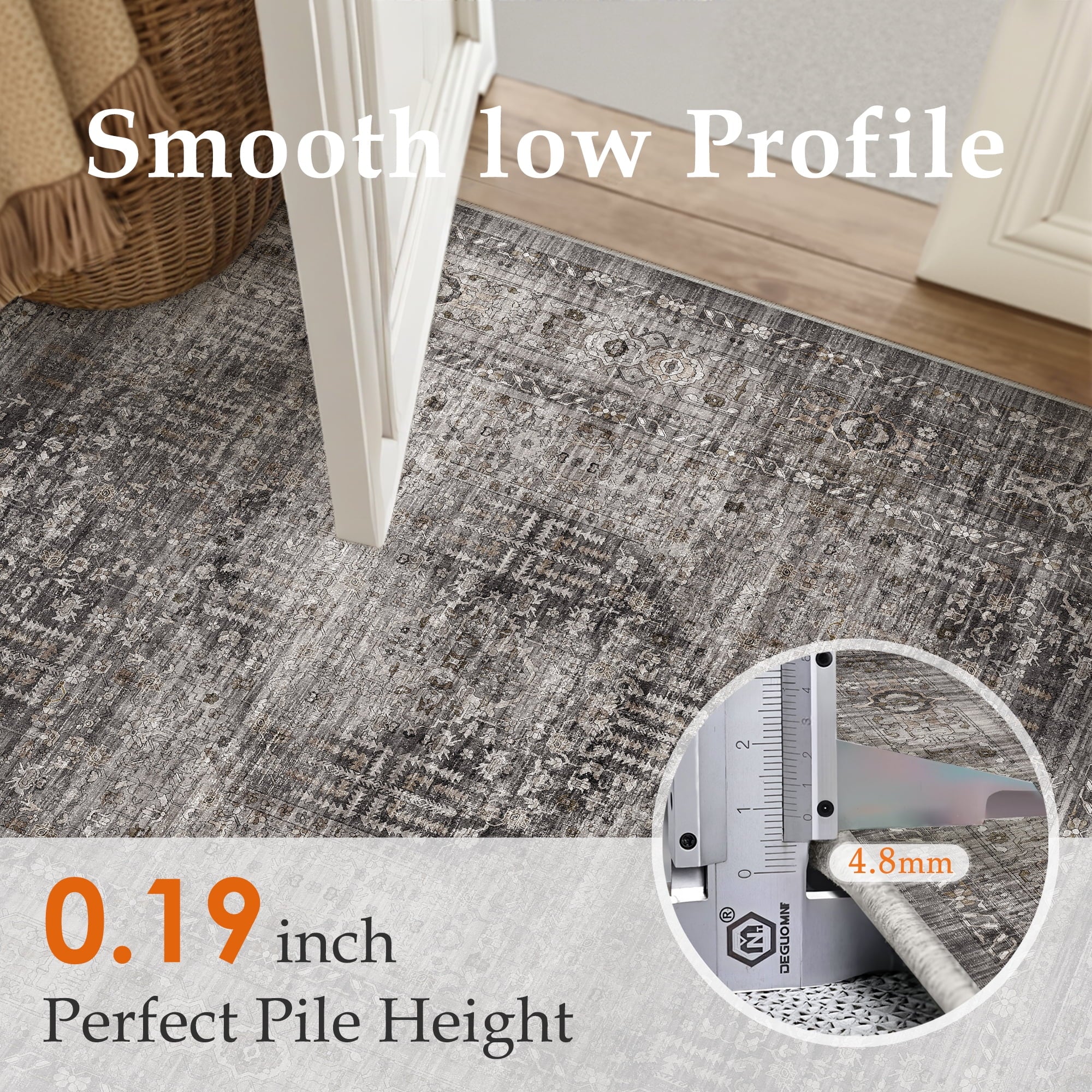 BERTHMEER 9'x12' Large Area Rugs for Living Room Bedroom Office Indoor Vintage Traditional Distressed Rugs Washable Non-slip,Brown Carpets