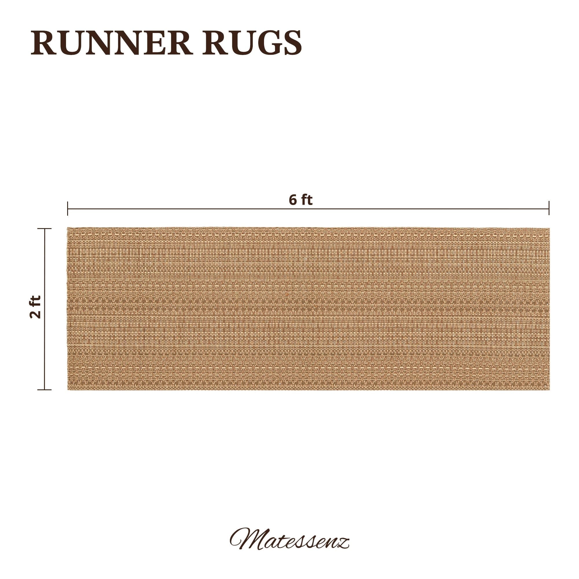 2'x6' Boho Runner Rug Kitchen Mat Non-Slip - Machine Washable Hallway & Entryway Carpet, Hand-Woven Cotton Farmhouse Design for Kitchen, High Traffic Areas, Light Taupe Brown